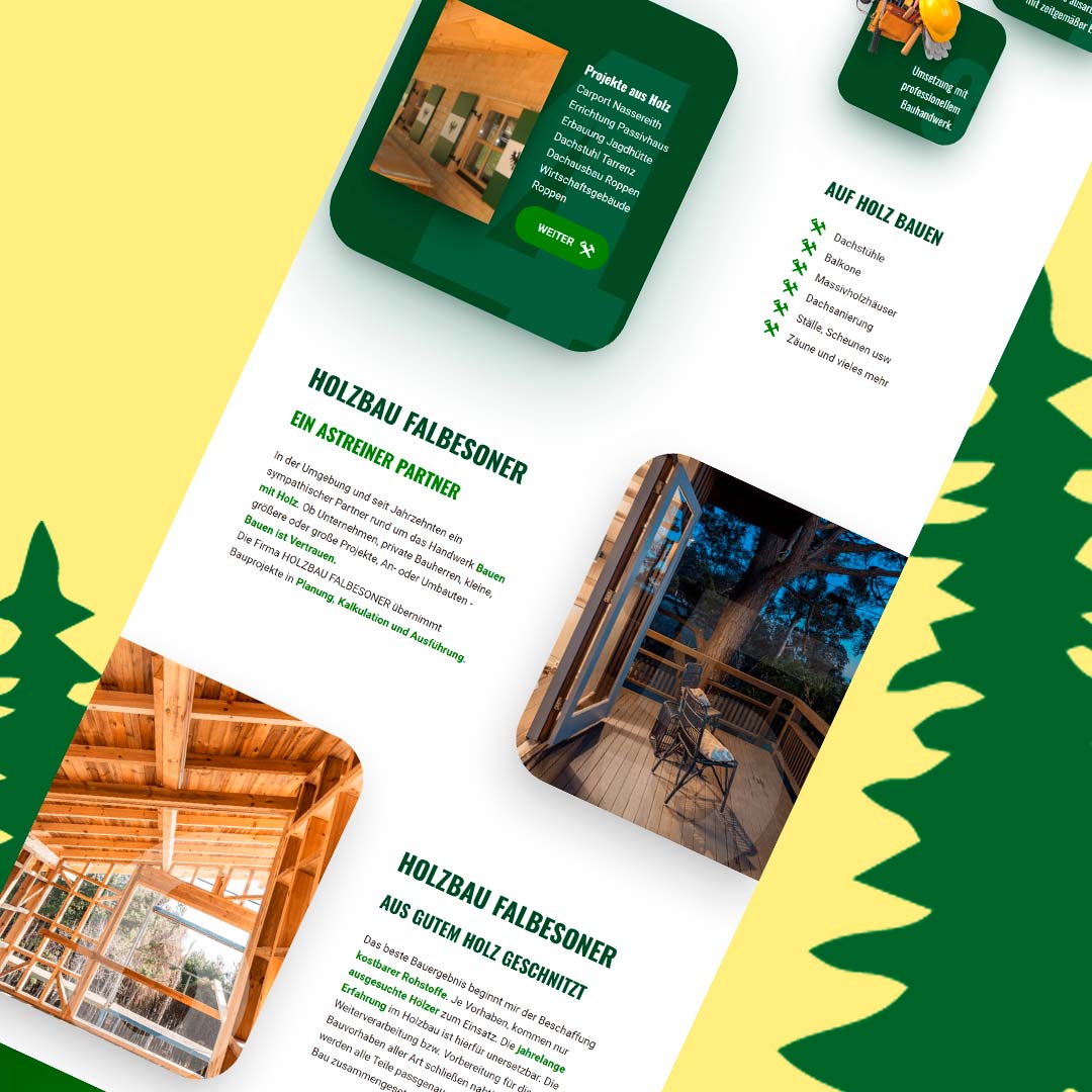 Präsentation einer Website - falbesoner-holzbau.at, die Barrierefreiheit Anwendungen nutzt